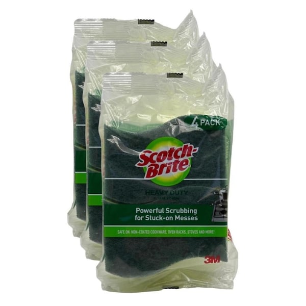 12 Scotch-Brite Heavy Duty Scrub Sponge Foam Scrub Kitchen Cleaner (Pack of 4 X 3)