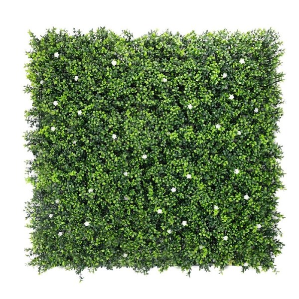 Luxury Flowering Artificial Buxus Hedge Panel UV Resistant 1m X 1m