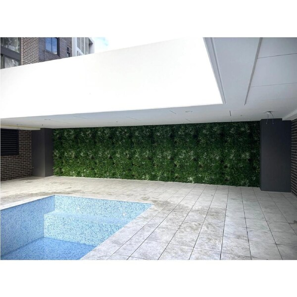 Luxury Vista Green Artificial Vertical Garden / Fake Green Wall 100cm x 100cm UV Resistant