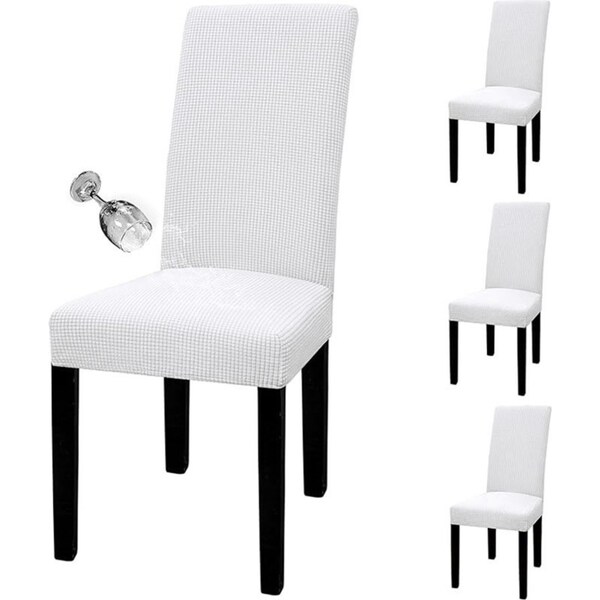 Catzon 4 Pcs Dining Chair Covers Waterproof Stretch for Home Banquet-White