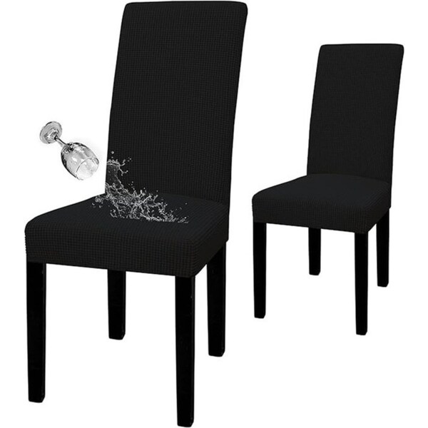 Catzon 2 Pcs Dining Chair Covers Waterproof Stretch for Home Banquet-Black