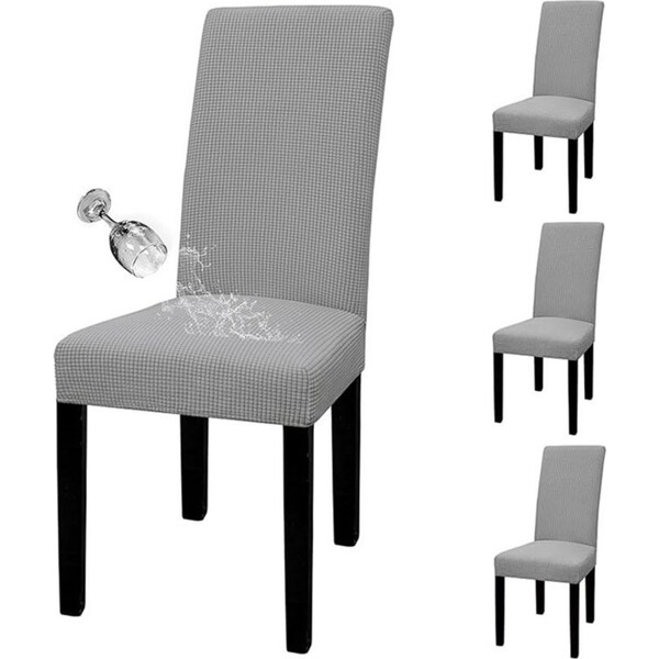Catzon 4 Pcs Dining Chair Covers Waterproof Stretch for Home Banquet-Light Gray