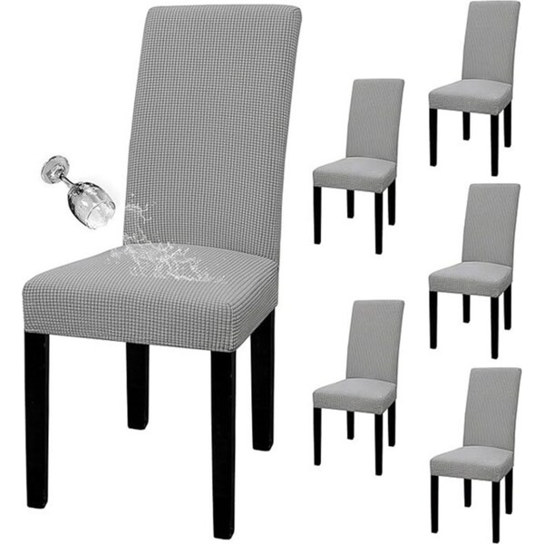 Catzon 6 Pcs Dining Chair Covers Waterproof Stretch for Home Banquet-Light Gray