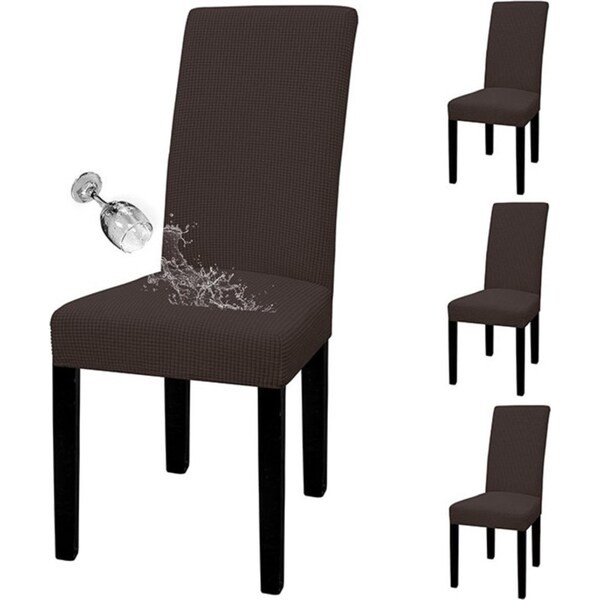 Catzon 4 Pcs Dining Chair Covers Waterproof Stretch for Home Banquet-DarkCoffee