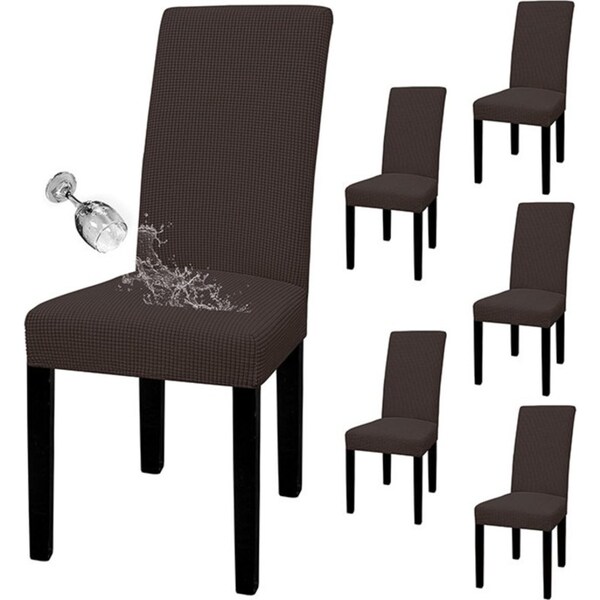 Catzon 6 Pcs Dining Chair Covers Waterproof Stretch for Home Banquet-DarkCoffee