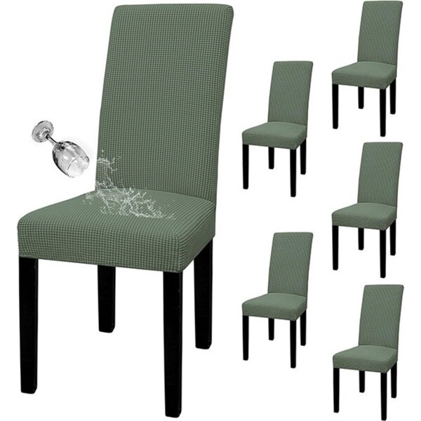 Catzon 6 Pcs Dining Chair Covers Waterproof Stretch for Home Banquet-GreyGreen