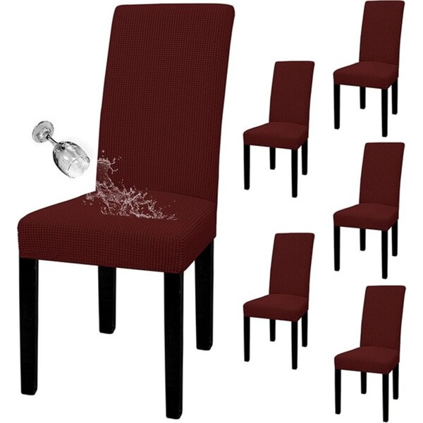 Catzon 6 Pcs Dining Chair Covers Waterproof Stretch for Home Banquet-WineRed