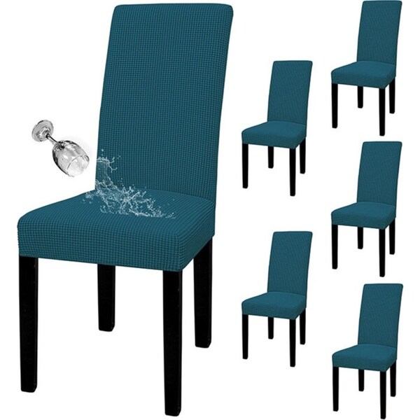 Catzon 6 Pcs Dining Chair Covers Waterproof Stretch for Home Banquet-DarkCyan