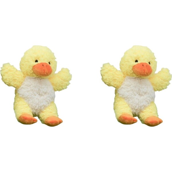 2x Urban Products Curly 18cm Duck Soft Fabric Animal Plush Childrens Toy Yellow