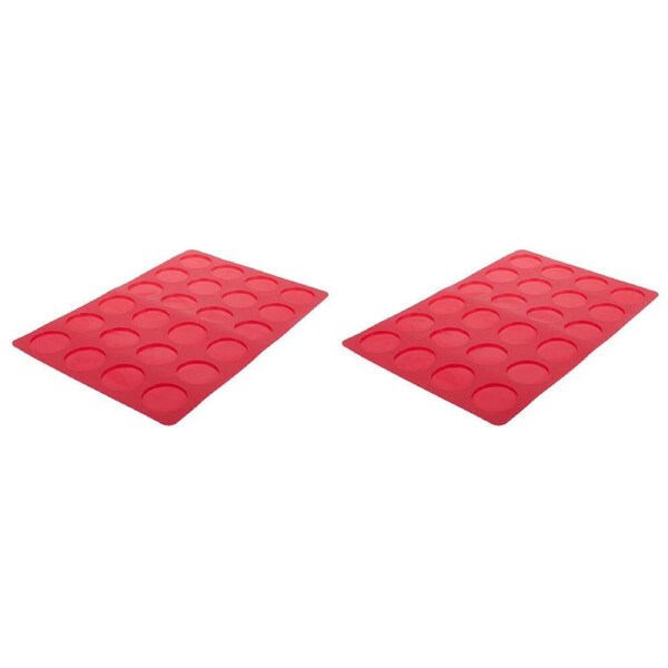 2x Daily Bake Silicone 24 Cup Non-Stick Macaron Baking Sheet/Tray 36x23cm Red