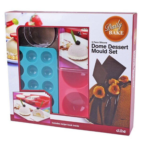 5pc Daily Bake Silicone Dome Dessert Mould/Tray Gift Set w/ Recipie Book