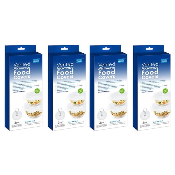 8pc Grand Fusion Vented Silicone Microwave Stretchy Food Container Covers Set