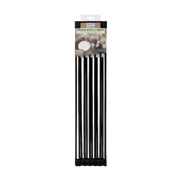 White Magic Versatile Kitchen Silicone Drying Rack & Trivet Black 52x33cm