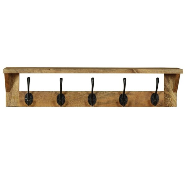 Reva Natural Finish 65cm Wood And Metal Wall Hook