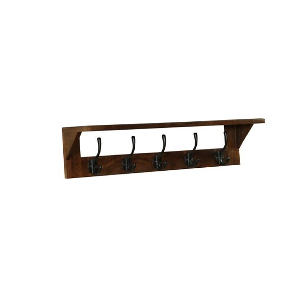 Reva Walnut Finish 65cm Wood And Metal Wall Hook