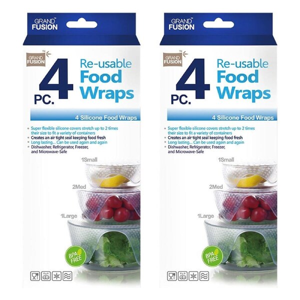 8pc Grand Fusion Silicone Stretchy Reusable Food Container Lid/Wraps Set