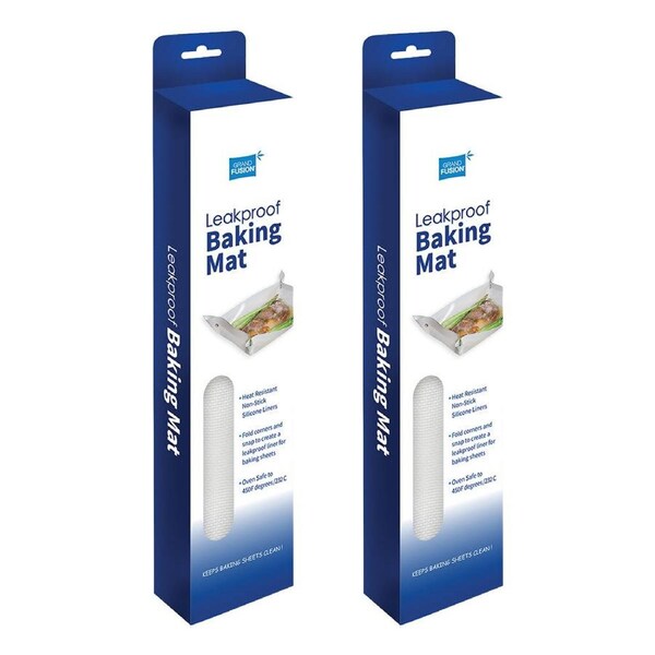 2x Grand Fusion Silicone Leakproof Non-Stick Baking Mat 30x40cm Transparent