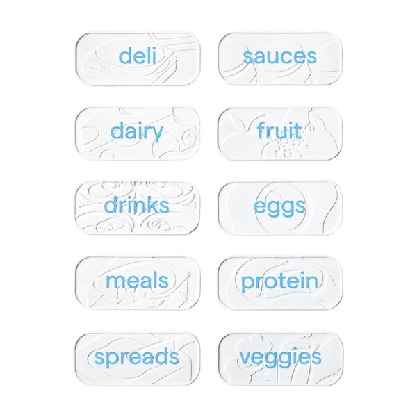 10pc Youcopia Re-Stickable Nano-Suction Name/Item Fridge Organiser Labels