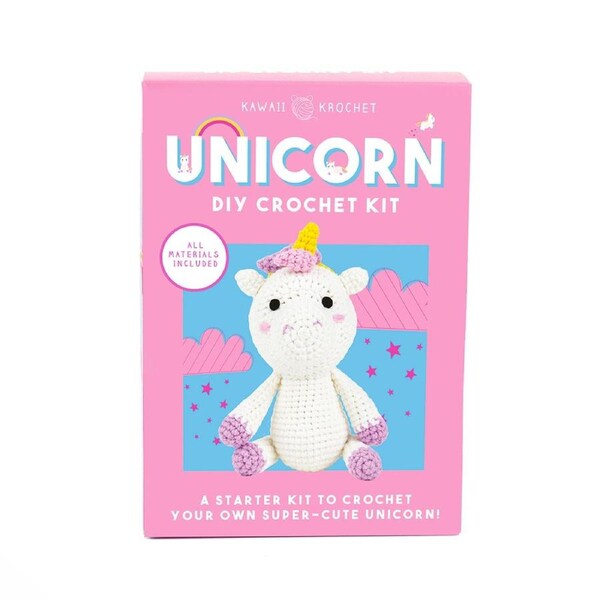 Gift Republic Kawaii Krochet Unicorn DIY Crochet Kit Hook/Needles Stuffing Set
