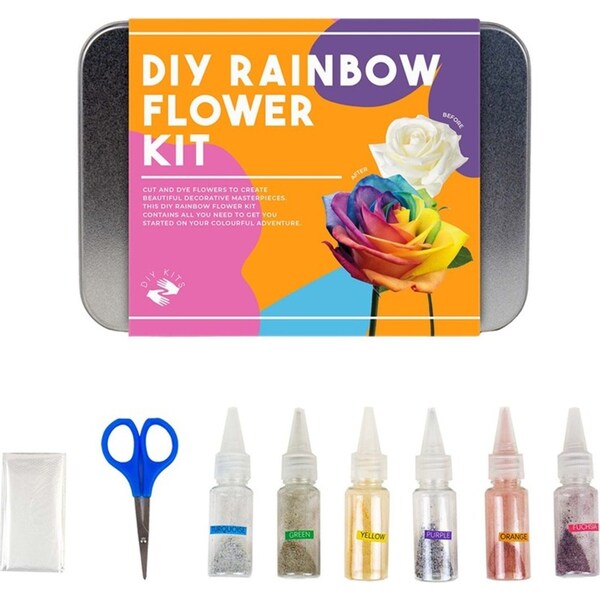 Gift Republic DIY Rainbow Flower Kids/Adult Art Craft Kit w/ Tin Can Storage