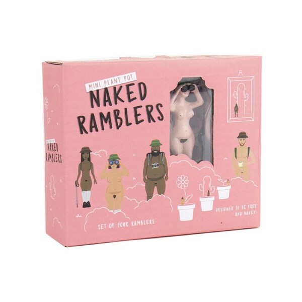 4pc Gift Republic Plant Pot Naked Ramblers Mini Statues Ornament Home Decor