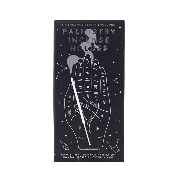 Gift Republic 18cm Palmistry Incense Holder Dish w/ Sticks Home Fragrance Black