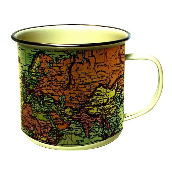 Gift Republic Man Of The World Enamel Coffee Mug Tea Cup w/ Handle Drinkware