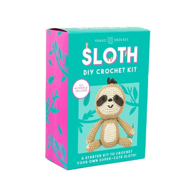 Gift Republic Kawaii Krochet Sloth DIY Crochet Kit Hook/Needles Stuffing Set