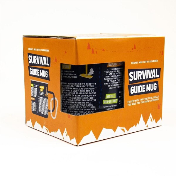 Gift Republic 500ml Survival Guide Enamel Mug Coffee Cup w/ Carabiner/Handle