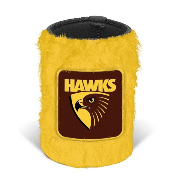 Hawthorn Hawks AFL Fluffy Beer Can Bottle Cooler Stubby Holder