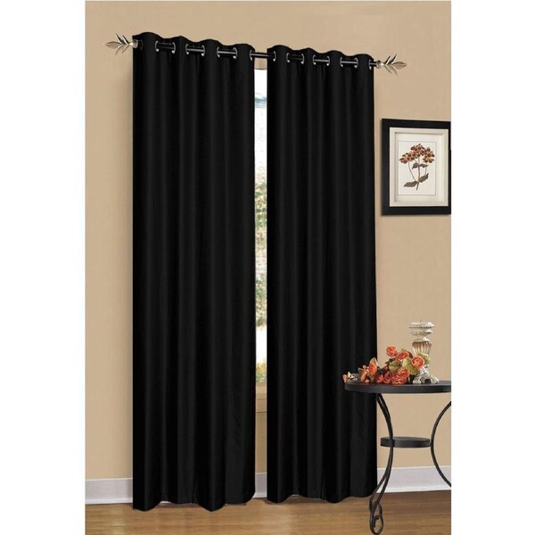 2X Blockout Curtains Blackout Window Curtain Draperies Pair Eyelet for Bedroom 132*160cm Black