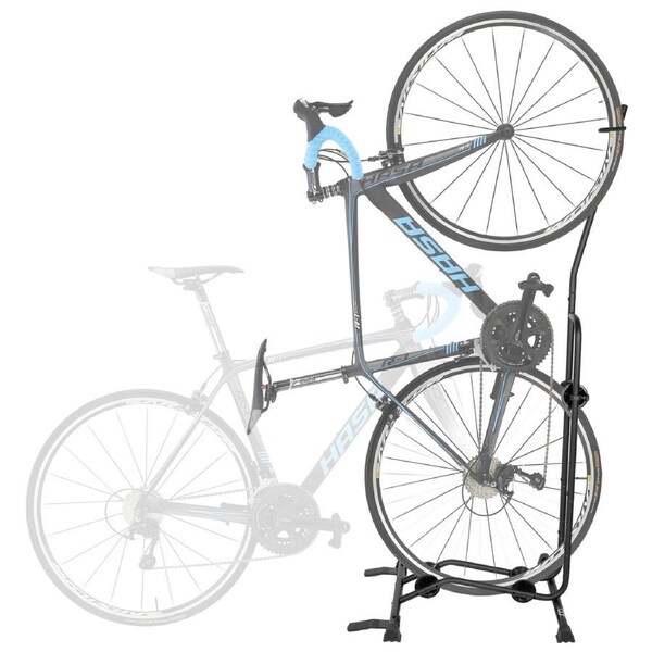 CyclingDeal Upright Bike Stand - Vertical & Horizontal Floor Parking Rack - Safe & Secure for Storing MTB Road Bikes - Wheels Sizes up to 29"