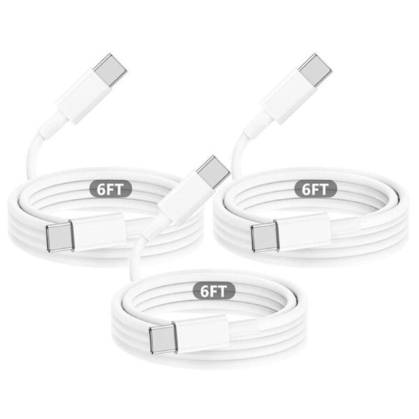 3-Pack Type C to C Cable 60W Fast Charging 2m/6FT Type C Cable Compatible with MacBook, Laptop, Samsung, iPad, Android Phones