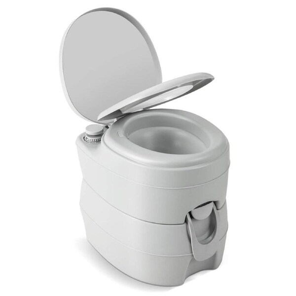 Costway 20L Outdoor Portable Toilet Camping Potty Caravan Travel RV w/Flushing System&Detachable Waste Tank