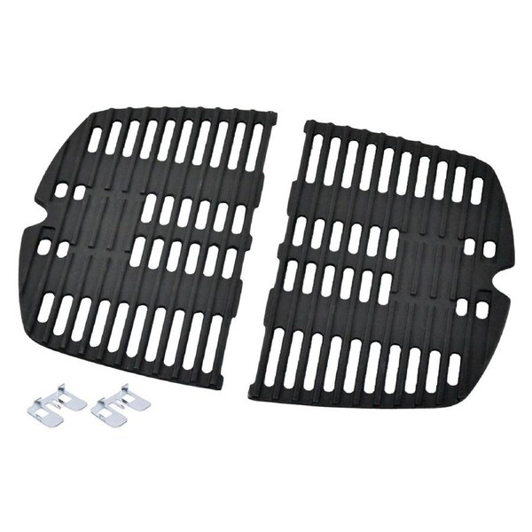 Cast Iron BBQ Grate Replacement Part for Weber Q100 Q1000 Q1200 Q1400 Series Grill 32x21cm Cooking Gas Accessories Set of 2