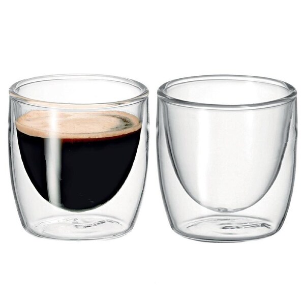 2Pc Avanti Caffe Twin Wall Glass 100ml Coffee Thermal Mug/Glasses Expresso Cups