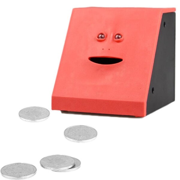 Catzon Face Money Eating Box Cute Face Bank Piggy Bank for Children Toys Gifts-Red Flat