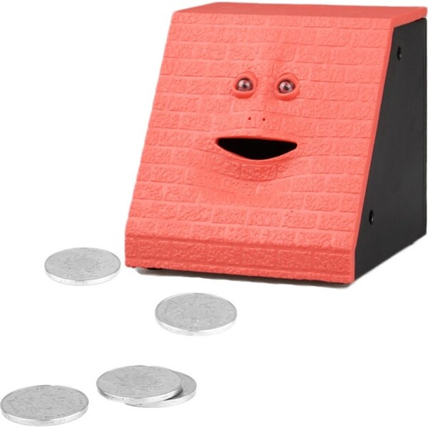Catzon Face Money Eating Box Cute Face Bank Piggy Bank for Children Toys Gifts-Red Brick