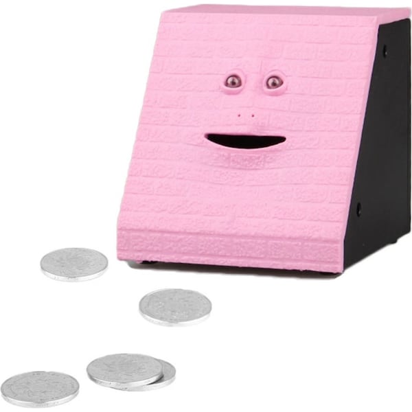 Catzon Face Money Eating Box Cute Face Bank Piggy Bank for Children Toys Gifts-Pink Brick