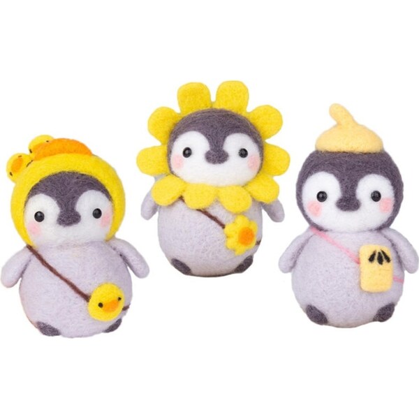 Catzon Penguin Doll Needle Felting Hand Spinning DIY Craft Materials Pack of 3-B