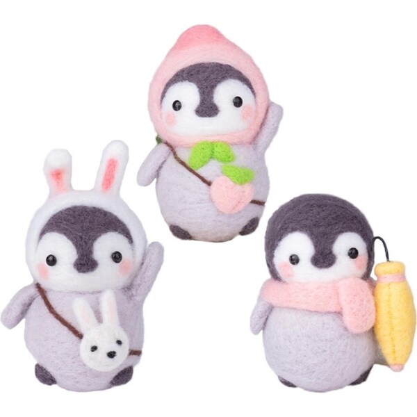 Catzon Penguin Doll Needle Felting Hand Spinning DIY Craft Materials Pack of 3-D