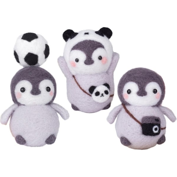 Catzon Penguin Doll Needle Felting Hand Spinning DIY Craft Materials Pack of 3-G