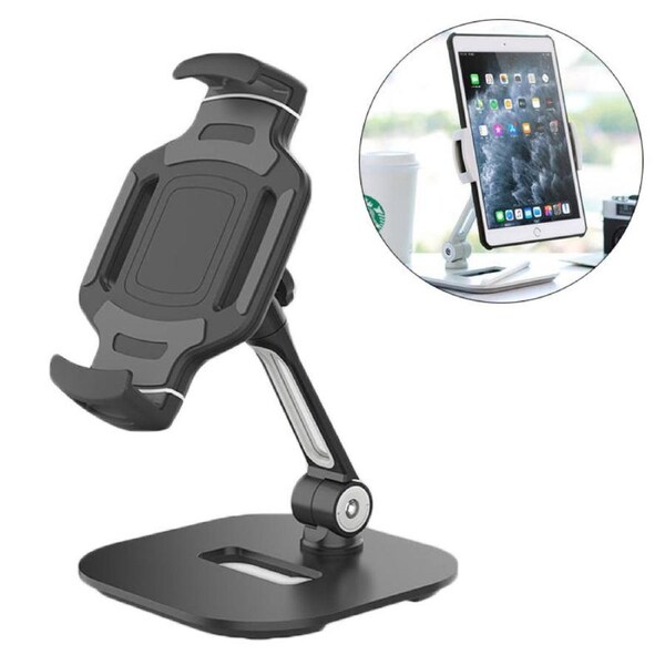 Catzon Adjustable Desktop Phone Holder Dock Compatible with All 6-13 Inches Phone and Tablet-Black