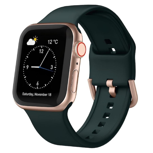 For Apple Watch Ultra 2,49-mm Case,Pin Buckle Silicone Watch Band,Dark Green