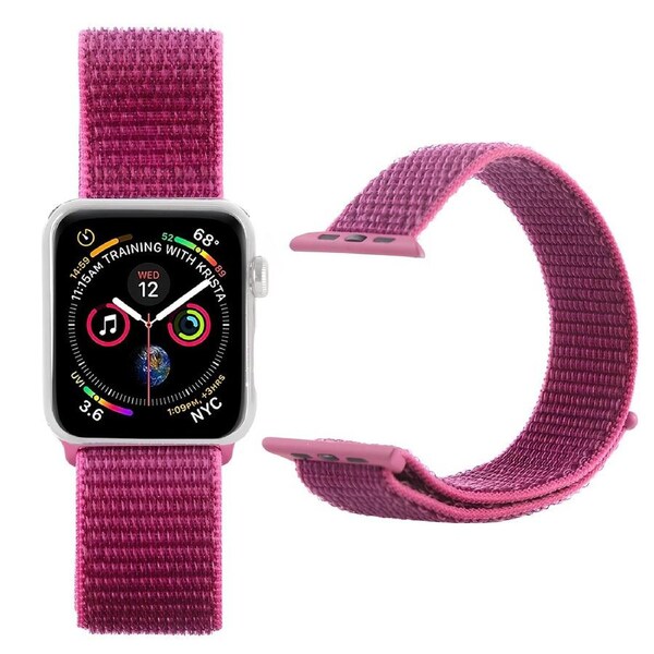 For Apple Watch Series 5,40-mm Case,Nylon Watch Band,Fastener,Red Purple