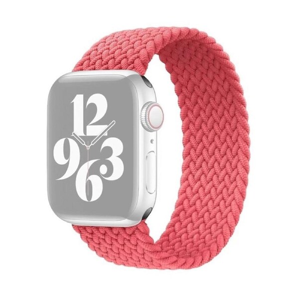 For Apple Watch Series 7,45-mm Case,Nylon Woven Watchband Size Medium,Pink