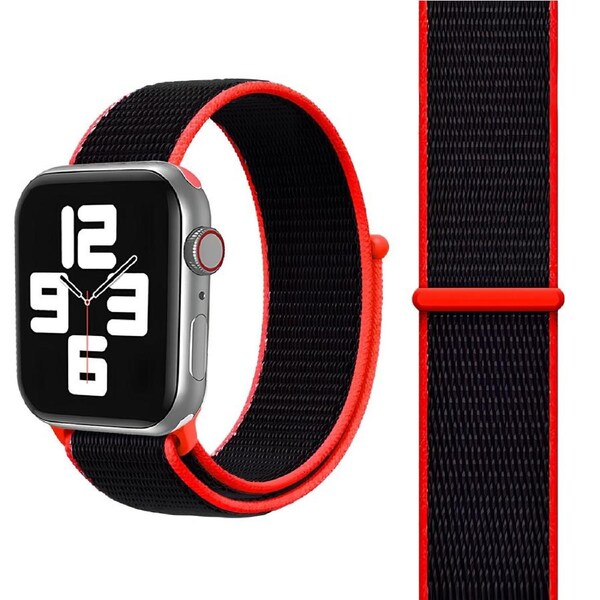 For Apple Watch SE (2nd Generation),40-mm Case,Nylon Watch Band,Fastener,Red