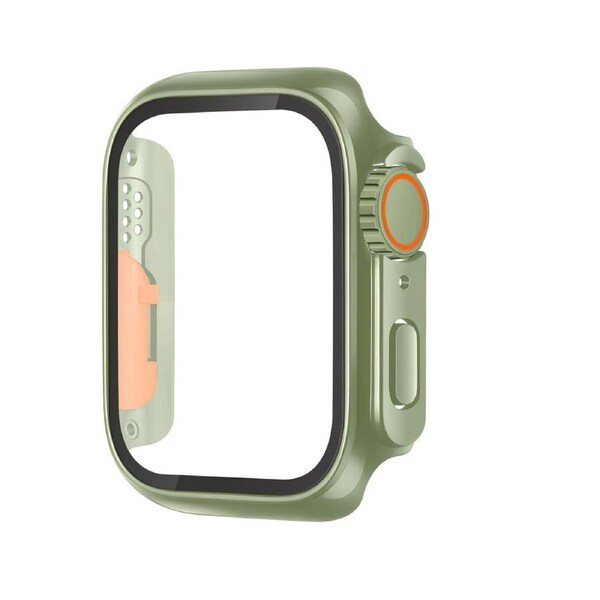 For Apple Watch SE,40-mm Case,Glass PC Integrated Case,Green Orange