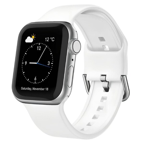For Apple Watch Series 1,42-mm Case,Pin Buckle Silicone Watch Band,White