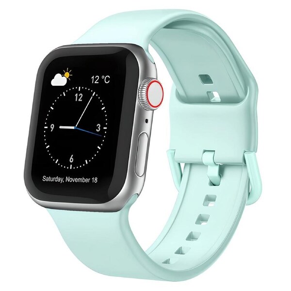For Apple Watch SE (2nd Generation),40-mm Case,Pin Buckle Silicone Watch Band,Mint Green